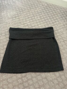 Black/Dark Grey Fold-Over Mini Skirt